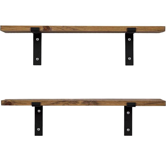 Hanah Home Lam022 Estantería Decorativa de Madera en Nogal (2 Piezas)